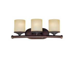 Lampara De Pared Con Vidrio Scavo Florentino 3 Luces Vanity Bronce