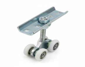 Rodo Pequeño Nylon/Galv.  Cuadruple Con Placa 80Kg. Para Riel Pequeño