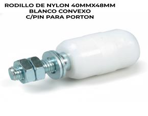 Rodillo De Nylon 40Mmx48Mm Blanco Convexo C/Pin Para Porton