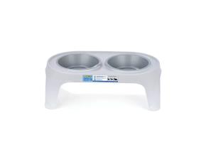 Comedero Alto Para Perro Mediano Gris Hielo/Gris Metalizado