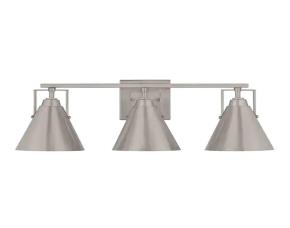 Lampara D/Tocador D/Baño Industrial Moderna Cromada C/3Luces C/Pantalla D/Metal Insdale