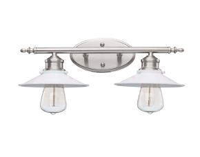 Lampara D/Tocador D/Baño Col/Blanco D/Niquel Cepillado C/2Luces 16Pulg C/Pantallas D/Metal Gl...