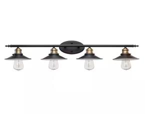 Lampara D/Pared C/4Luces  Color Negro Con Dorado C/Pantalla D/Metal