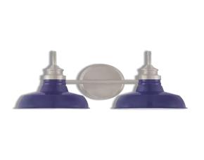 Lampara D/Tocador E/Granja C/Pantalla D/Metal Azul Oscuro C/Base Niquel C/2Luces De 18.25Pulg....