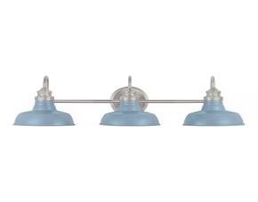 Lampara D/Tocador E/Granja C/Pantalla De Metal Azul Cielo D/Niquel Cepillado C/3Luces 29Pulg E...