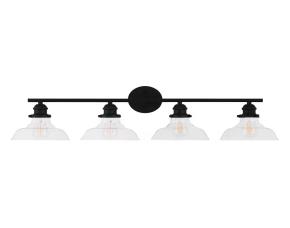 Lampara D/Tocador P/Baño Color Negro C/Cristal Transparente C/4Luces 37 Pulg Rockwood