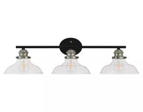 Lampara D/Tocador P/Baño Bronce Aceitado C/Copa D/Vidrio C/3Luces 24Pulg