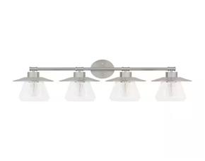 Lampara D/Tocador P/Baño D/Niquel Cepillado C/4Luces C/Copa D/Vidrio Transparente 34Pulg Nort...