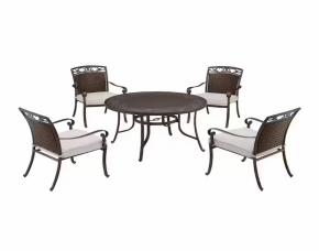 Jgo. 4 Sillas + 1 Mesa De Centro D/Metal Con Cojines -Cobertor Beige P/Patio Exterior