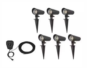 Jgo. 6 Reflectores Led 5W P/Jardin C/Estaca Y Transformador 1-60W,450Lums, Cable 50, Hampton B...