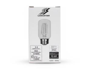 Bombillo Led Tipo Tubo 3.5W=25W E26, 2700K, 350 Lumens, 120V, Longstar.