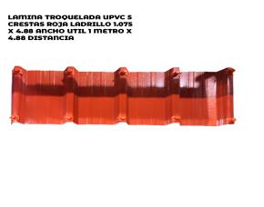 Lamina Troquelada Upvc 5 Crestas Roja Ladrillo 1.075 Ancho Util 1 Metro X 4.88 Distancia Entre...